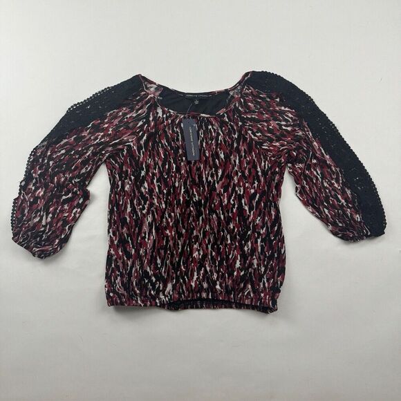 NWT Adrienne Vittadini 3/4 Sleeve Pink Animal Print Semi Sheer Blouse Lined S - Picture 2 of 9